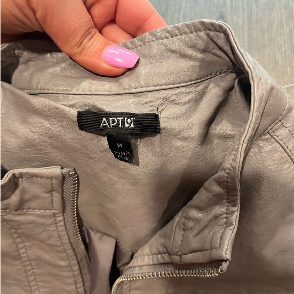 Apt 9 Taupe Faux Leather Motorcycle Jacket Size M - Picture 5 of 8
